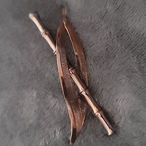 Vintage Renoir Matisse CopperEnamel Brooch, MCM BambooAsian Style Pin